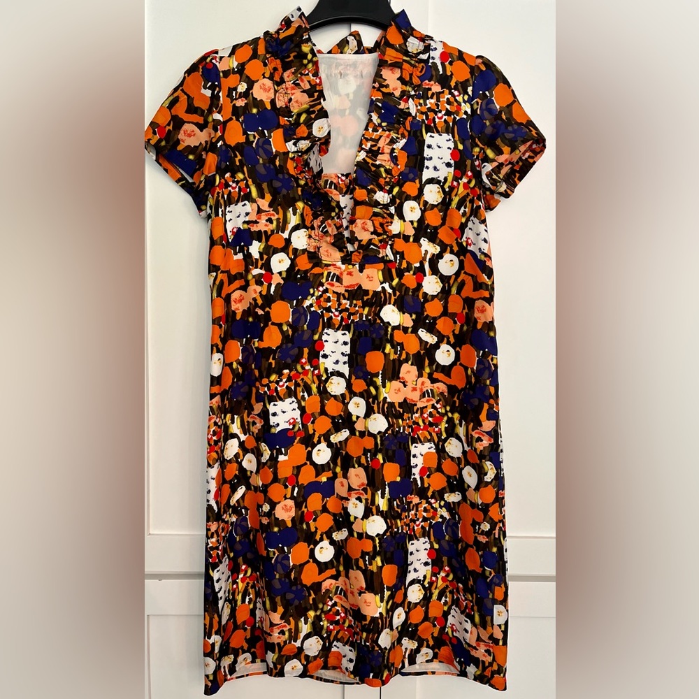 J.Crew Watercolor Silk Ruffle Dress